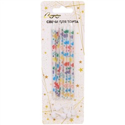 Свечи в торт "Сердечки" 6шт 13 см