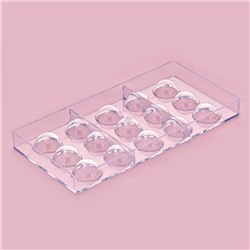 Форма для конфет и шоколада KONFINETTA «Полусфера», 28×14 см, 15 ячеек, прозрачная