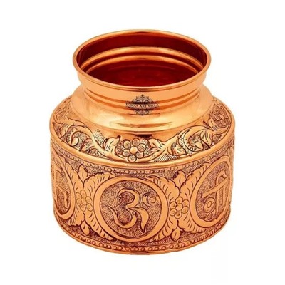 Медный калаш для Пуджи (1550 мл), Pure Copper Pooja Kalash Lota, произв. Indian Art Villa
