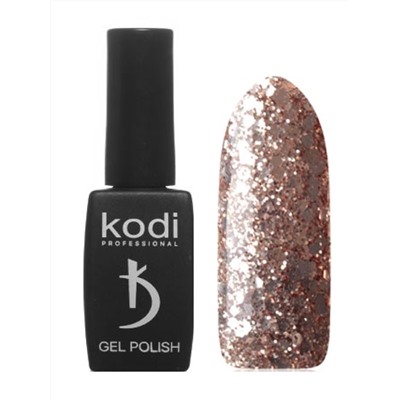 Kodi Гель-лак для ногтей 01 SH, на прозрачной подложке, с золотисто-бронзовыми блестками разной величины, плотный, 8 мл