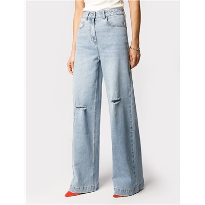 Джинсы-трубы из эластичного денима