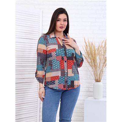 Рубашка Пэчворк бирюза ИвК