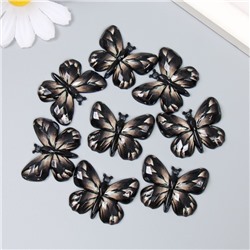Декор для творчества пластик "Бабочка, чёрно-бежевые крылья" 2,5х3,2 см
