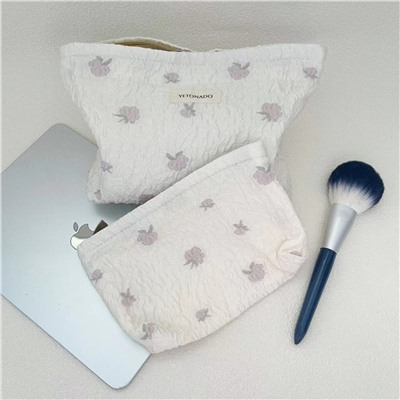 Brand capacious cosmetic bag, travel bag, handheld storage system, small clutch bag, liner, with embroidery, high-quality style