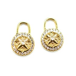 Подвеска Замок 10*15мм с фианитами, золотистая