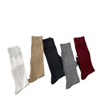 Colored burgundy cotton knee socks, mid-length
