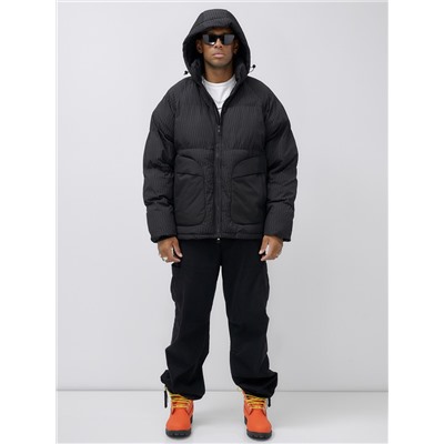 Куртка молодежная мужская зимняя с капюшоном черного цвета 25307Ch