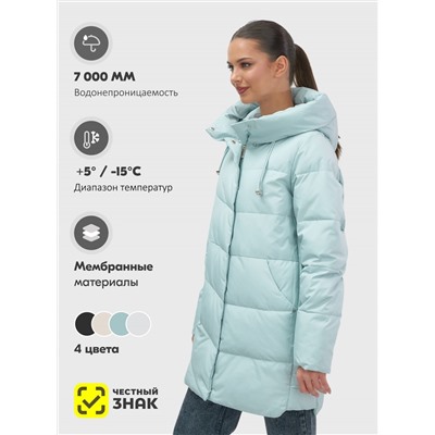 Куртка женская демисезонная с капюшоном бирюзового цвета 1139Br