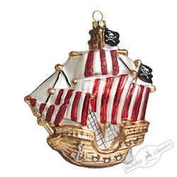 Пиратский корабль (стекло) 11х3,5х12,5 см