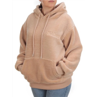 106 BEIGE Худи женское Тедди на флисе