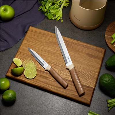 НАБОР AGNESS ИЗ 9ПР: 5 НОЖЕЙ, ПОЛОВНИК, ЛОПАТКА И ШУМОВКА, ВРАЩАЮЩАЯСЯ ПОДСТАВКА