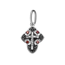 Крест с фианитом выборочно черненный серебро 925*