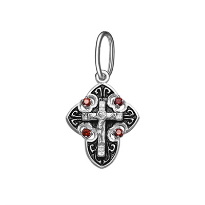 Крест с фианитом выборочно черненный серебро 925*