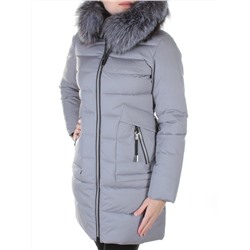 9665 GRAY Пальто женское с мехом Ommeitt