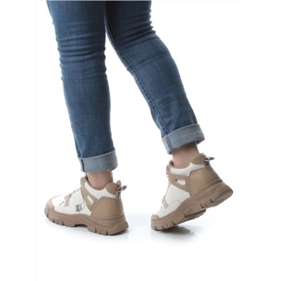05-P51-2Z BEIGE Кроссовки женские зимние (натуральная и искусственная кожа, шерсть)