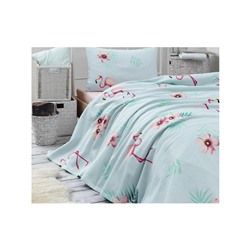 1 сп. 160x235 см. Покрывало Вафельное Doğal Pike Baskılı Flamenco Mint