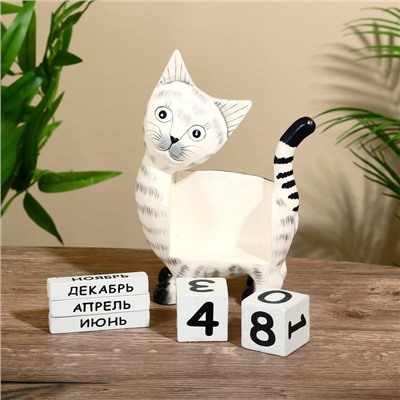 Вечный календарь «Кошечка», 15×22×6 см, дерево