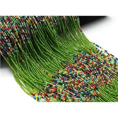 Бусины из шпинели шарик гр.2мм цв.оливковый, ассорти, 37см, 197 бусин