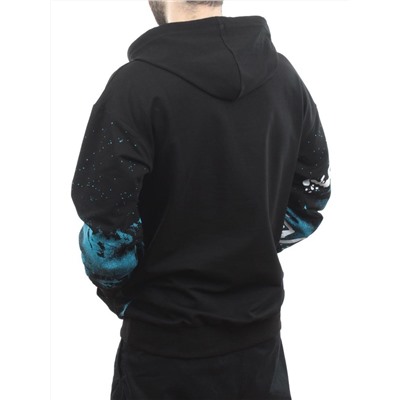 2626 BLACK/BLUE Толстовка мужская (75% хлопок, 20% полиэстер, 5% спандекс)