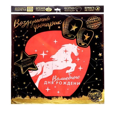 Фонарик желаний «Волшебного дня рождения!», единорог, форма купол, цвета МИКС