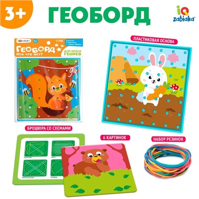 Геоборд двусторонний «Кто что ест?» со сменными картинками и резиночками