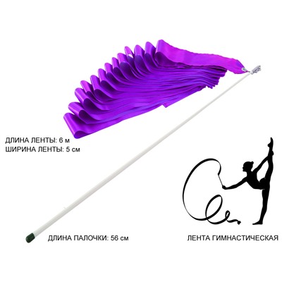 Лента гимнастическая. Цвет ленты: фиолетовый: АВ220-PP