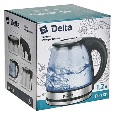 Чайник электрический 1500 Вт, 1,2 л DELTA DL-1121 черный