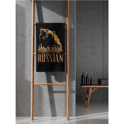 Полотенце махровое Этель Russian, 50×90 см, 100% хлопок, 420 г/м², чёрно-золотое