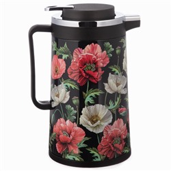 ТЕРМОС СО СТЕКЛЯННОЙ КОЛБОЙ, 950 МЛ, КРЫШКА С КЛАПАНОМ, СЕРИЯ "МАКИ", СОХРАНЯЕТ ТЕМПЕРАТУРУ ДО 24 Ч.