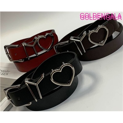 Ремень двусторонний темно-красный из экокожи 2,8х113 см Р26