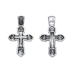 Крест (Ангел Хранитель) из серебра литье частичное чернение