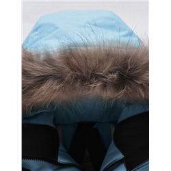 Парка зимняя подростковая для девочки с капюшоном и мехом бирюзового цвета 9534Br