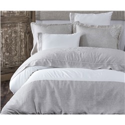 2 сп. Евро Комплект Постельного Белья Cotton Saten Hanzade Krem Çift - EcoCotton