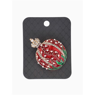 Брошь «Гранат», с короной, чёрно-белая в золоте