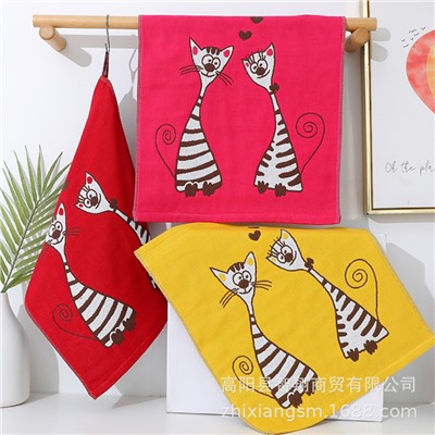 Zhiyang towel New couple cat gauze square towel Korea Soft absorbent kitchen hand wipe towel factory price wholesale
