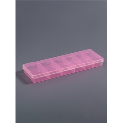 Органайзер для хранения мелочей, 12 секций, размер 18.4×6.7×2 см, прозрачный, розовый