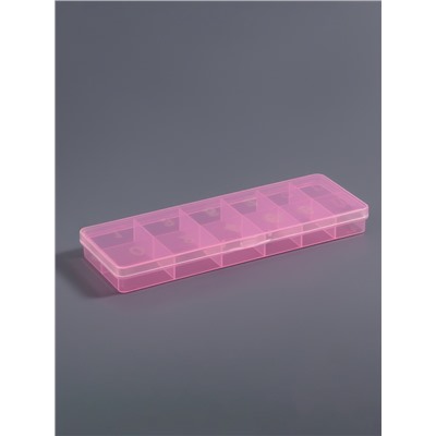 Органайзер для хранения мелочей, 12 секций, размер 18.4×6.7×2 см, прозрачный, розовый