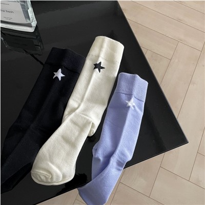 Cotton Japanese colored knee socks for men and women, mid-length