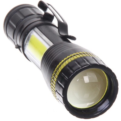 Фонарь ручной 3 режима 1LED+COB Zoom, аккумуляторная батарея 400mAh USB W501