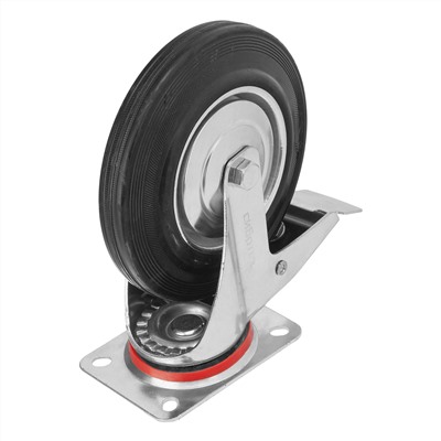 Колесо поворотное с тормозом D 200 мм, крепление  платформенное Сибртех
