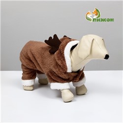 Новогодний костюм для животных "Олень", S (ДС 20, ОГ 32 см), коричневый