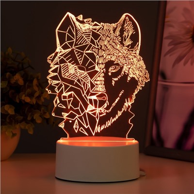 Светильник 3D RISALUX «Волк», LED-ночник, RGB, от сети, 13.5×9.5×17.6 см