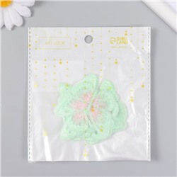 Декор для творчества текстиль вышивка «Бабочка зелёно-розовая», 4.3×5.5 см