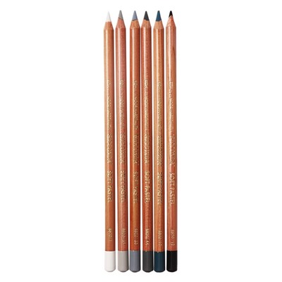 Пастель сухая в карандаше набор Soft K-I-N 6цв GIOCONDA 8826 GREY LINE, карт/уп, европодвес