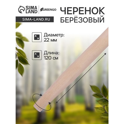 Черенок берёзовый, d = 22 мм, длина 120 см, высший сорт, Greengo