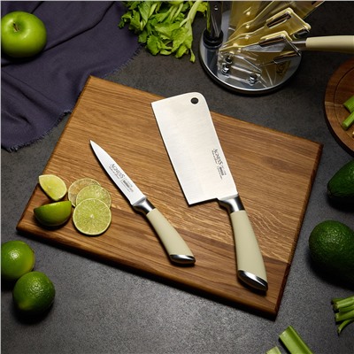 НАБОР НОЖЕЙ AGNESS НЖС  НА ПЛАСТИКОВОЙ ВРАЩАЮЩЕЙСЯ ПОДСТАВКЕ 8 ПР. (КОР=6НАБОР.)