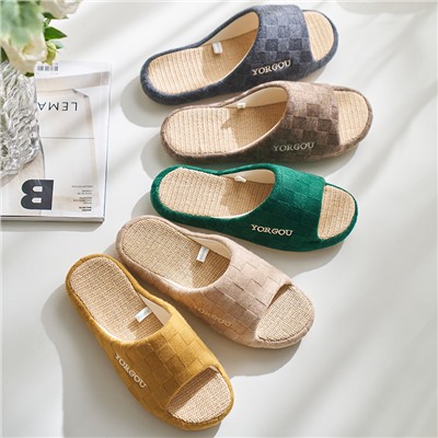 Slippers indoor, non-slip mute cloth, 2023 collection, cotton and linen