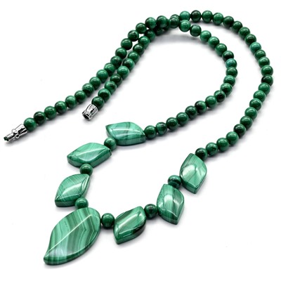 Колье из малахита натурального, 47см