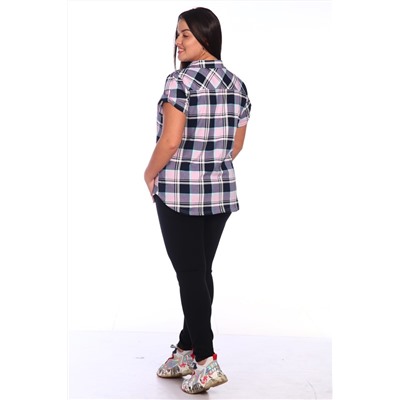 650 Рубашка клетка розовый Свт