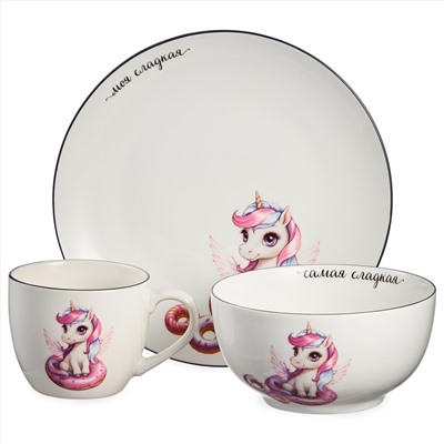 НАБОР ПОСУДЫ LEFARD "САМАЯ СЛАДКАЯ" 3 ПР. (КРУЖКА 240МЛ, САЛАТНИК 500МЛ, ТАРЕЛКА 20,5СМ)